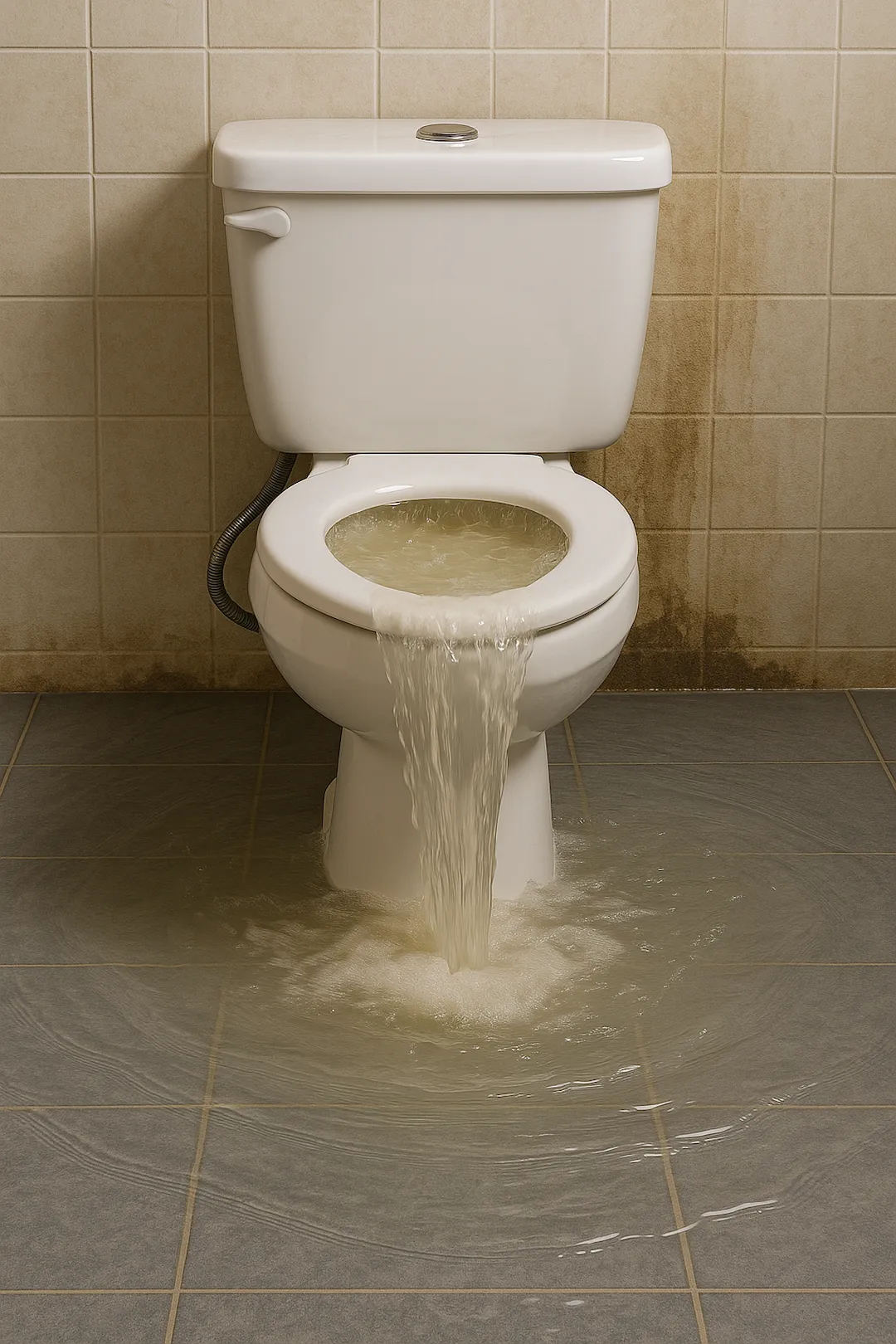 Toilet bowl backup — sewage example requiring professional cleanup