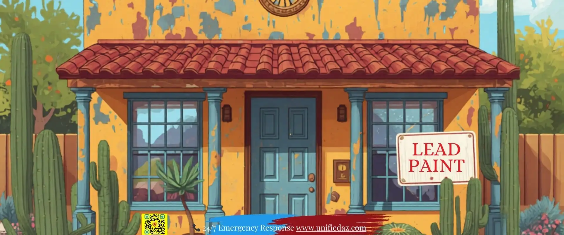 What is lead — Older home with peeling paint exterior indicating potential lead paint hazard in Arizona property during restoration