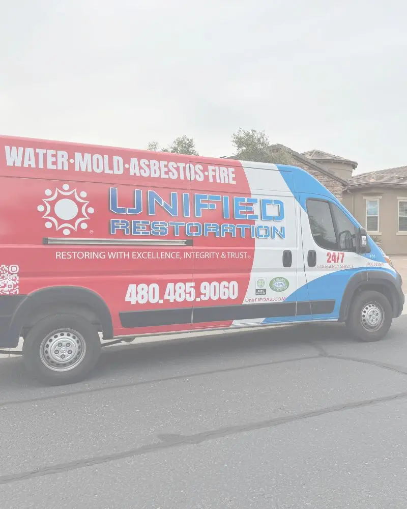 Unified Restoration LLC service van in Mesa Arizona residential and commercial restoration services