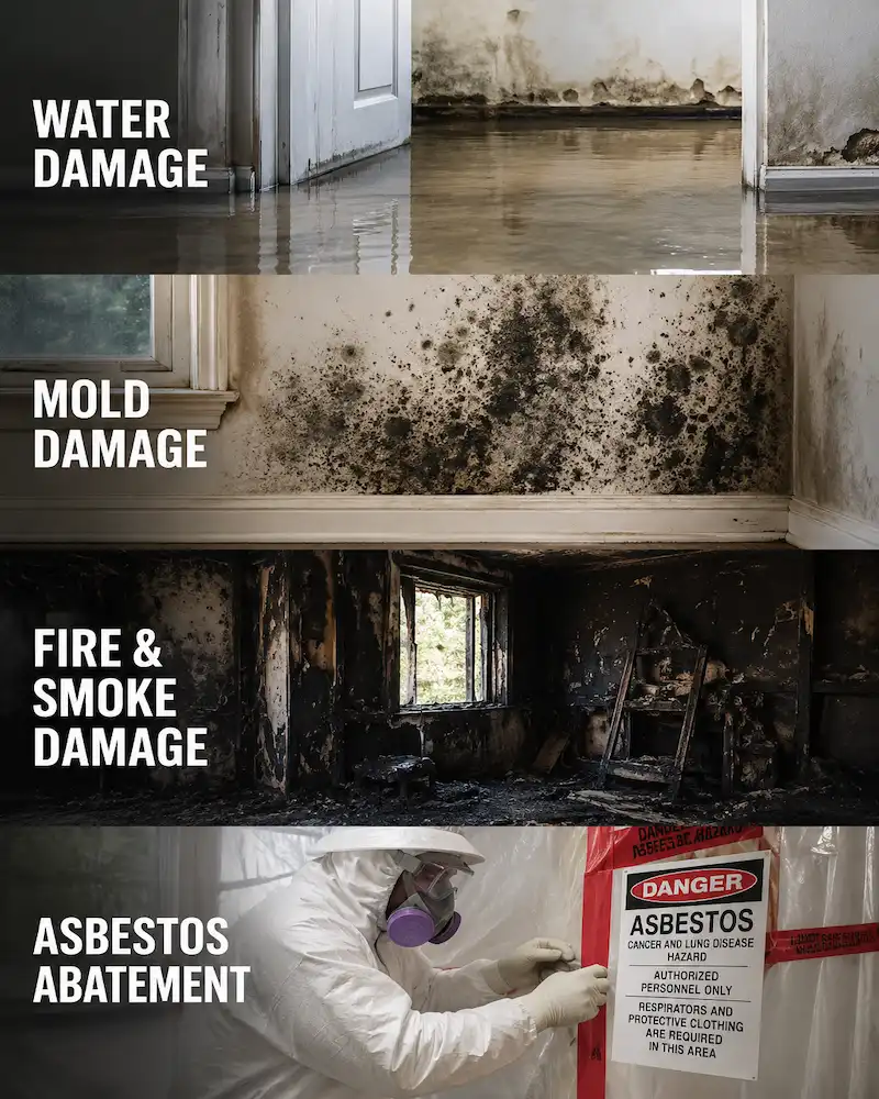 Unified Restoration services — water damage, mold remediation, fire and smoke damage, and asbestos abatement in Mesa and Phoenix Arizona